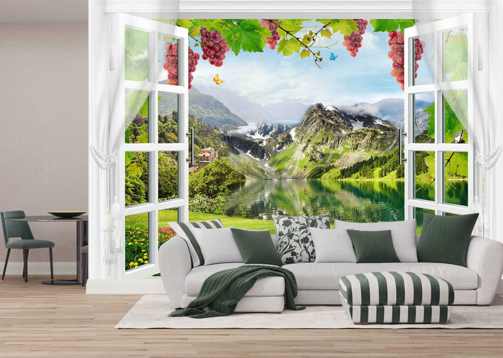 Bergmeer achter een druivenraam — interieur 1