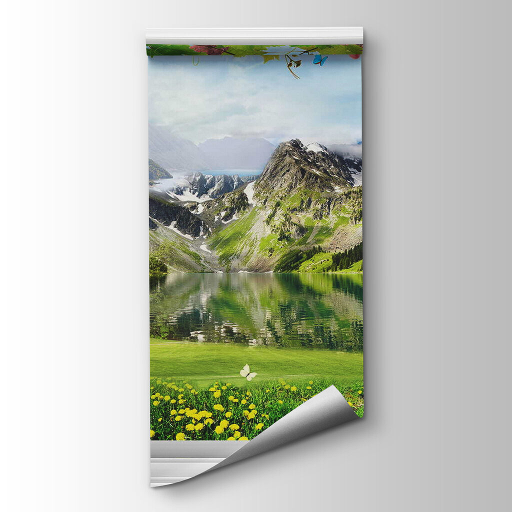 Bergmeer achter een druivenraam — productweergave