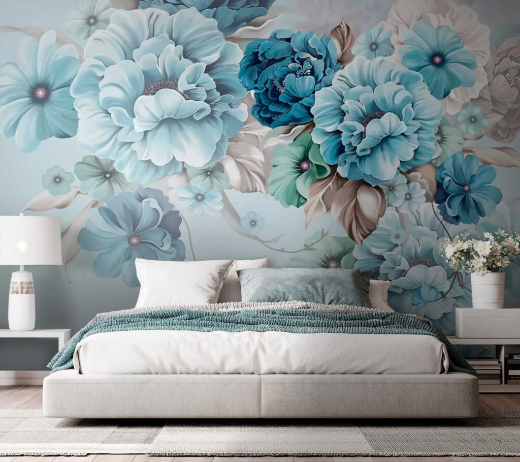 Volle bloemen langs hoeken — interieur 2