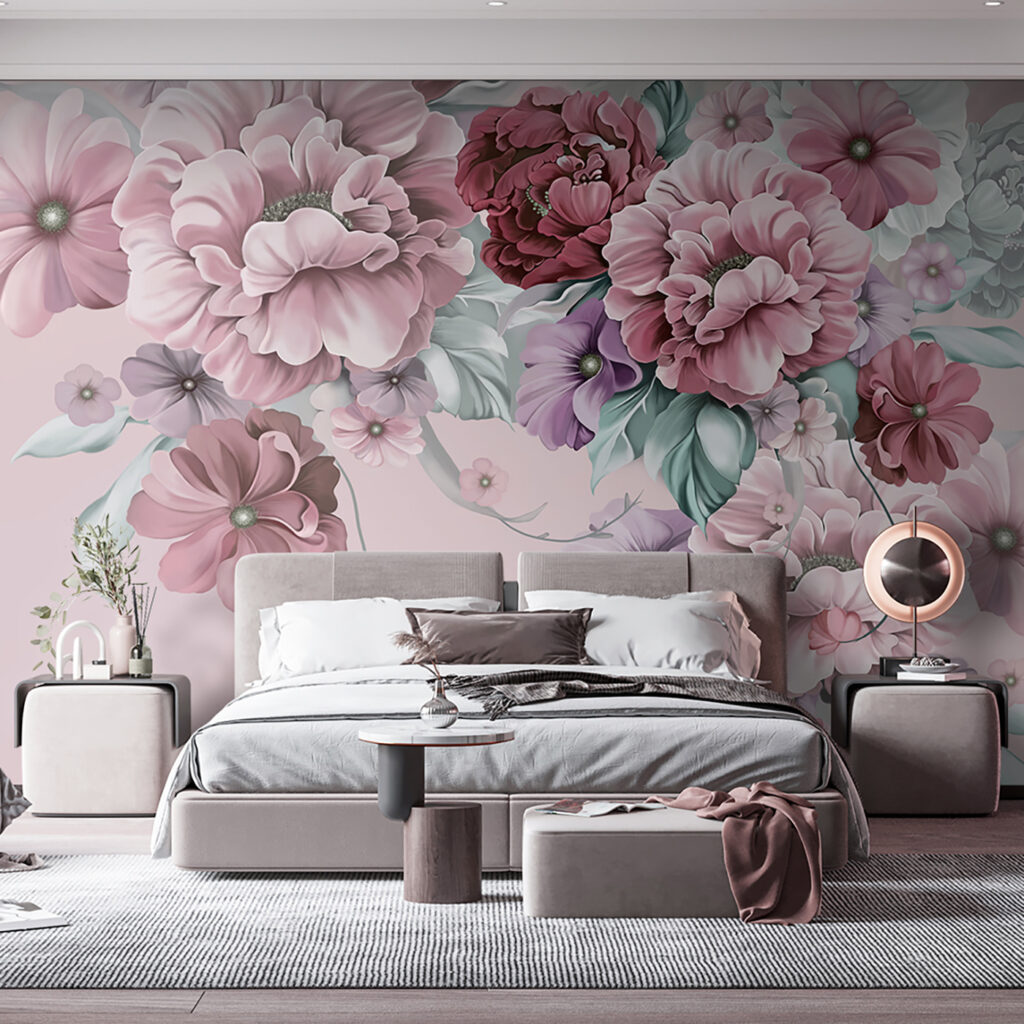 Volle bloemen langs hoeken — interieur 1