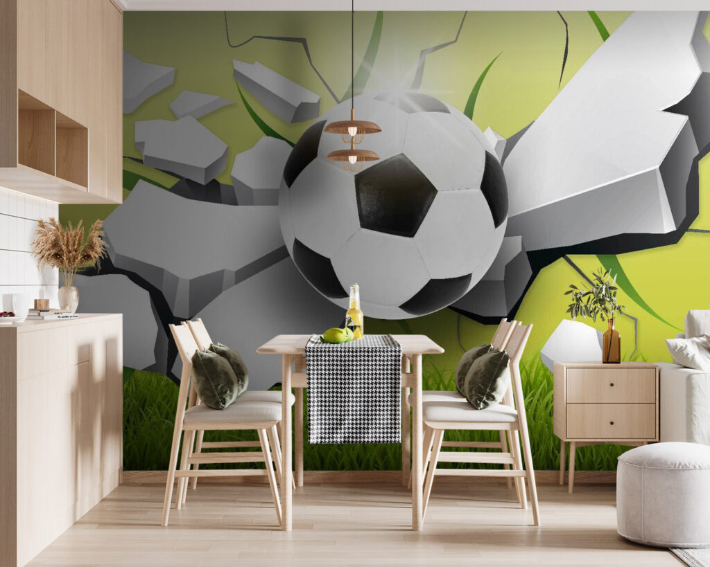 Voetbal breekt door muur — interieur 1