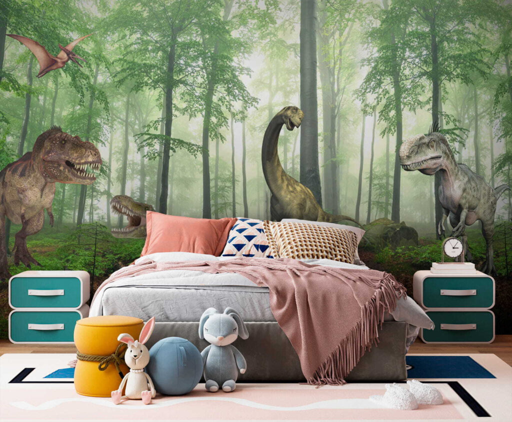 Dinosaurussen in zonnig bos — interieur 2