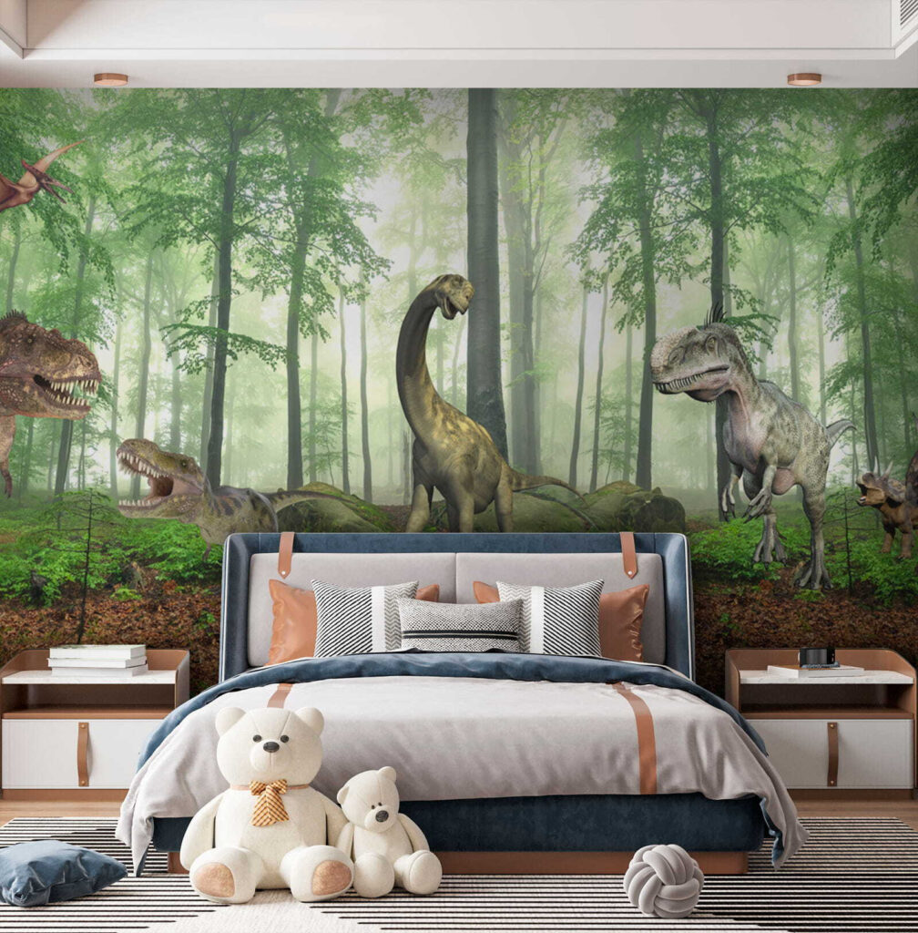 Dinosaurussen in zonnig bos — interieur 9
