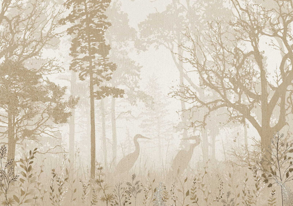 Reiger in bleek boslicht — volledig ontwerp