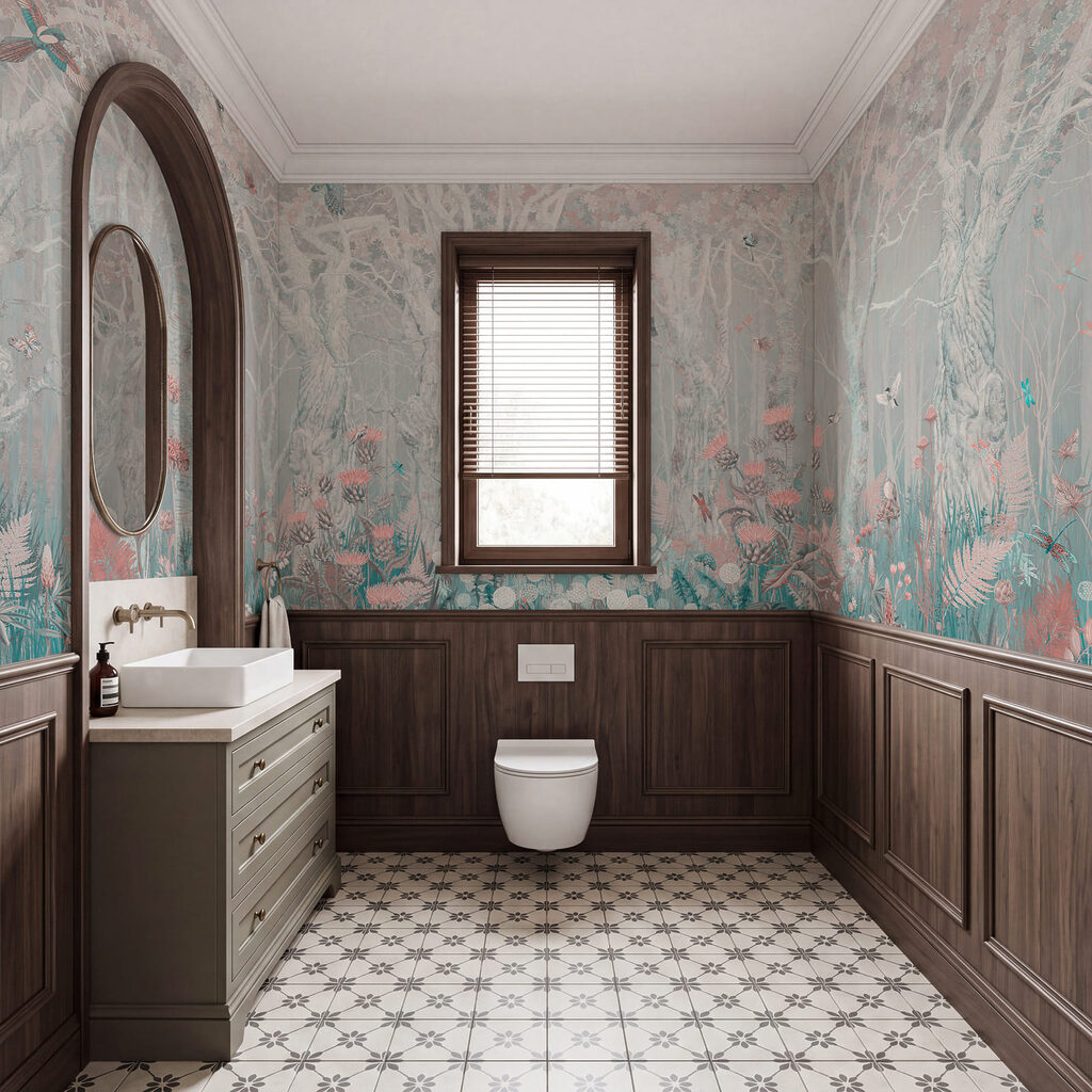 Bleke bomen boven bloemen — interieur 3