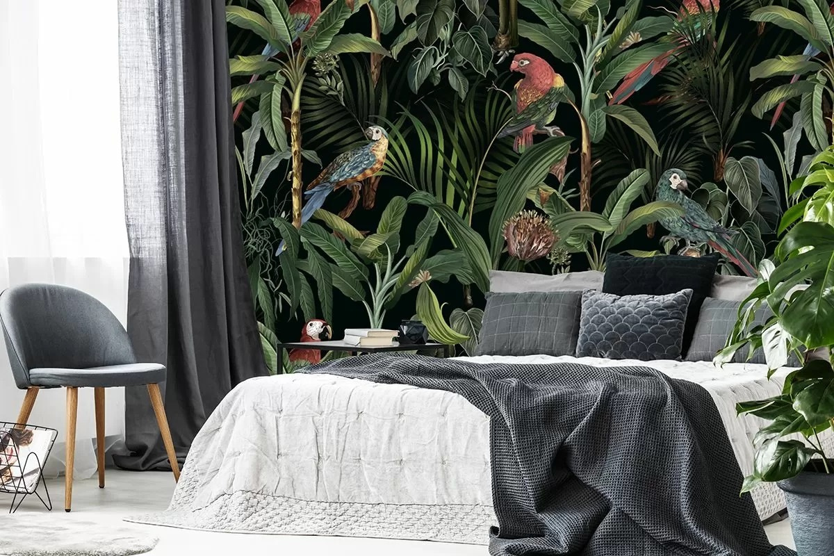 Papegaaien op donkere jungletakken — interieur 1