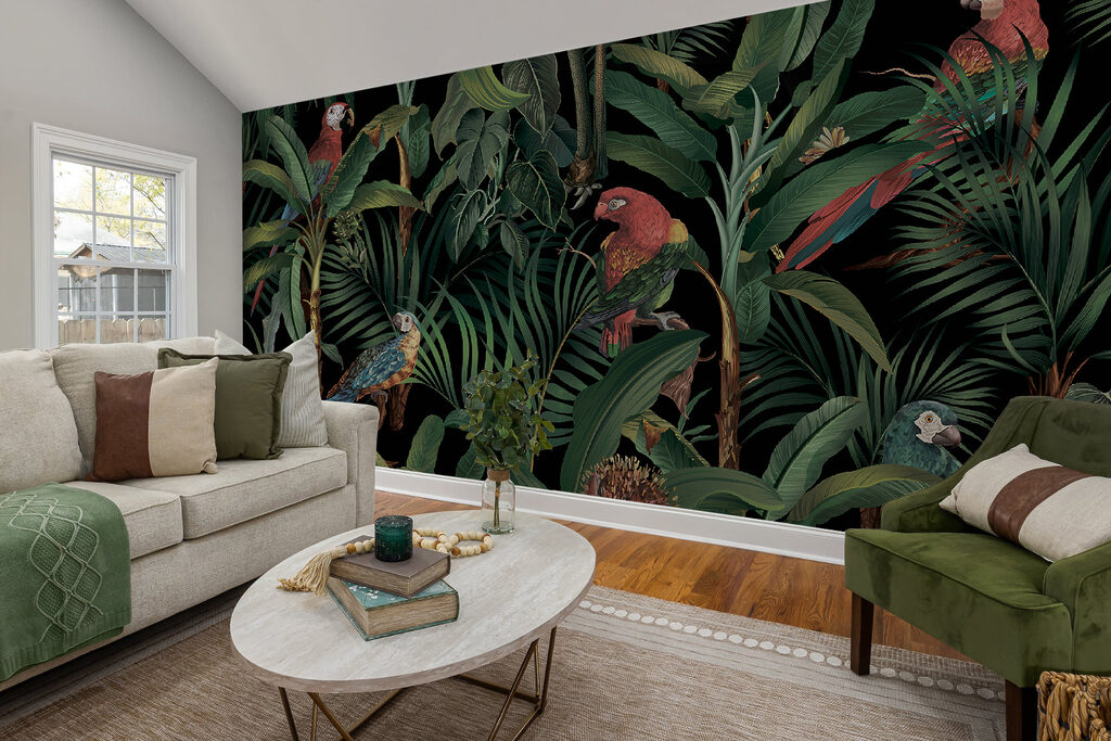 Papegaaien op donkere jungletakken — interieur 3