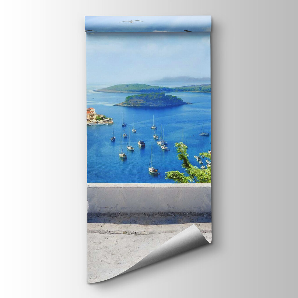 Terras boven blauw water — productweergave