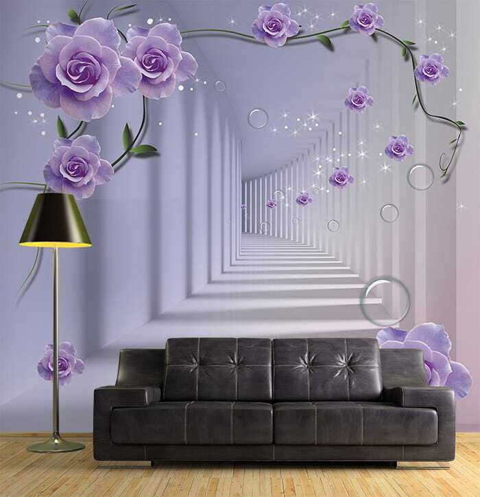 Lila rozen langs dieptegang — interieur 2