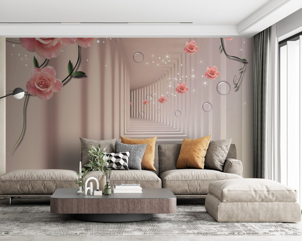 Elegante rozen in een dromerige gang in een interieur