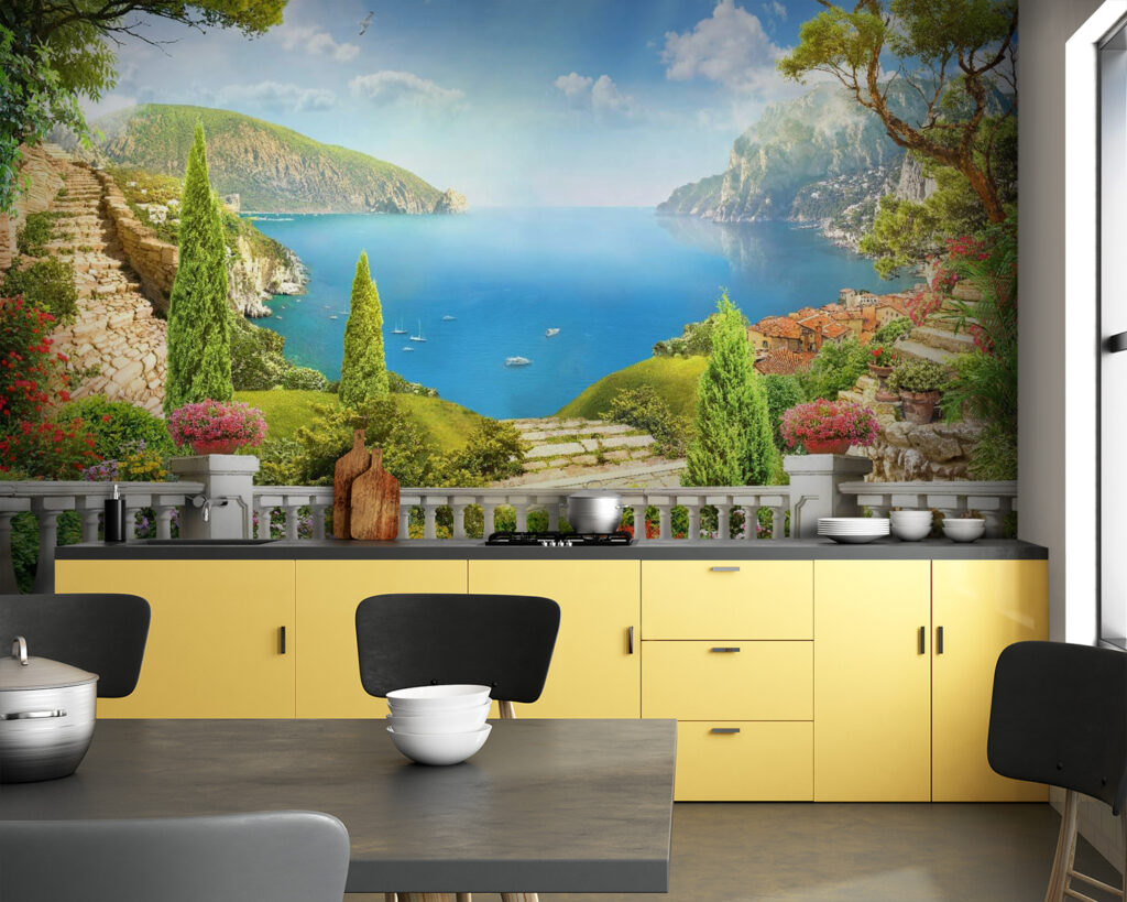Balkon met uitzicht op een meer en bomen — interieur 5