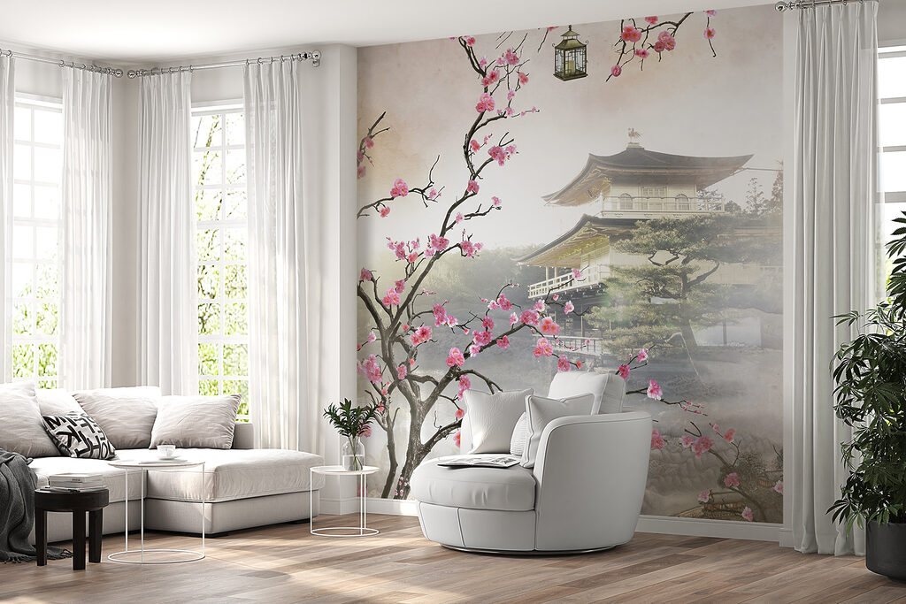 Bloesem langs mistige tempeldaken — interieur 10