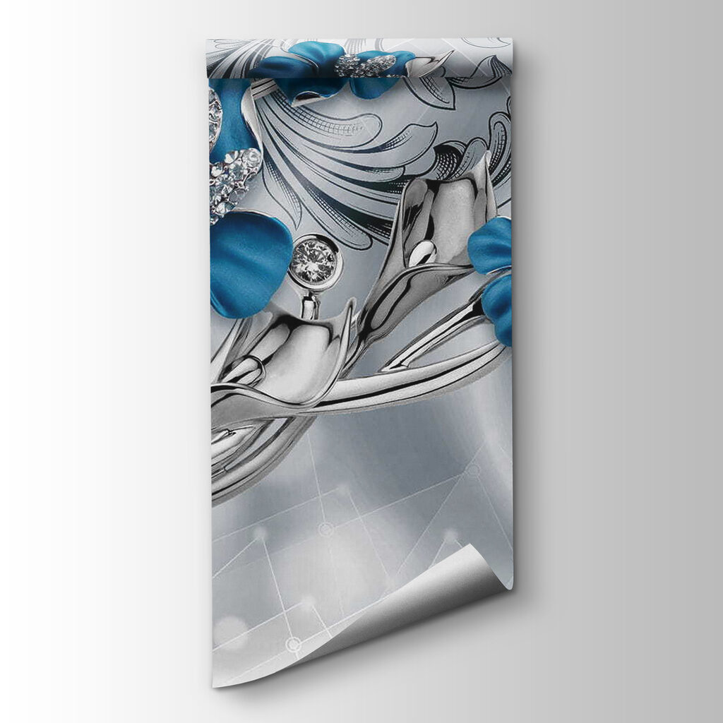 Elegante blauwe bloemen met een gedetailleerd patroon — productweergave