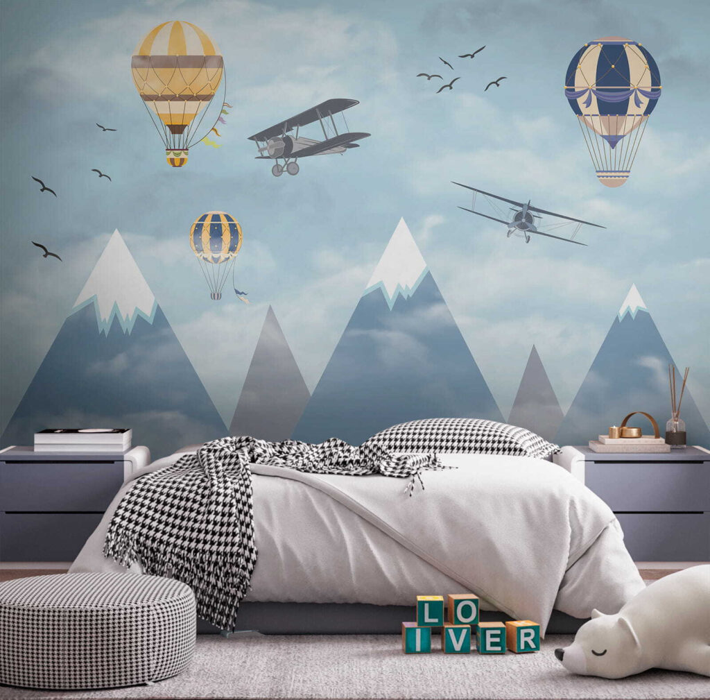 Groep vliegtuigen vliegend in de lucht — interieur 7