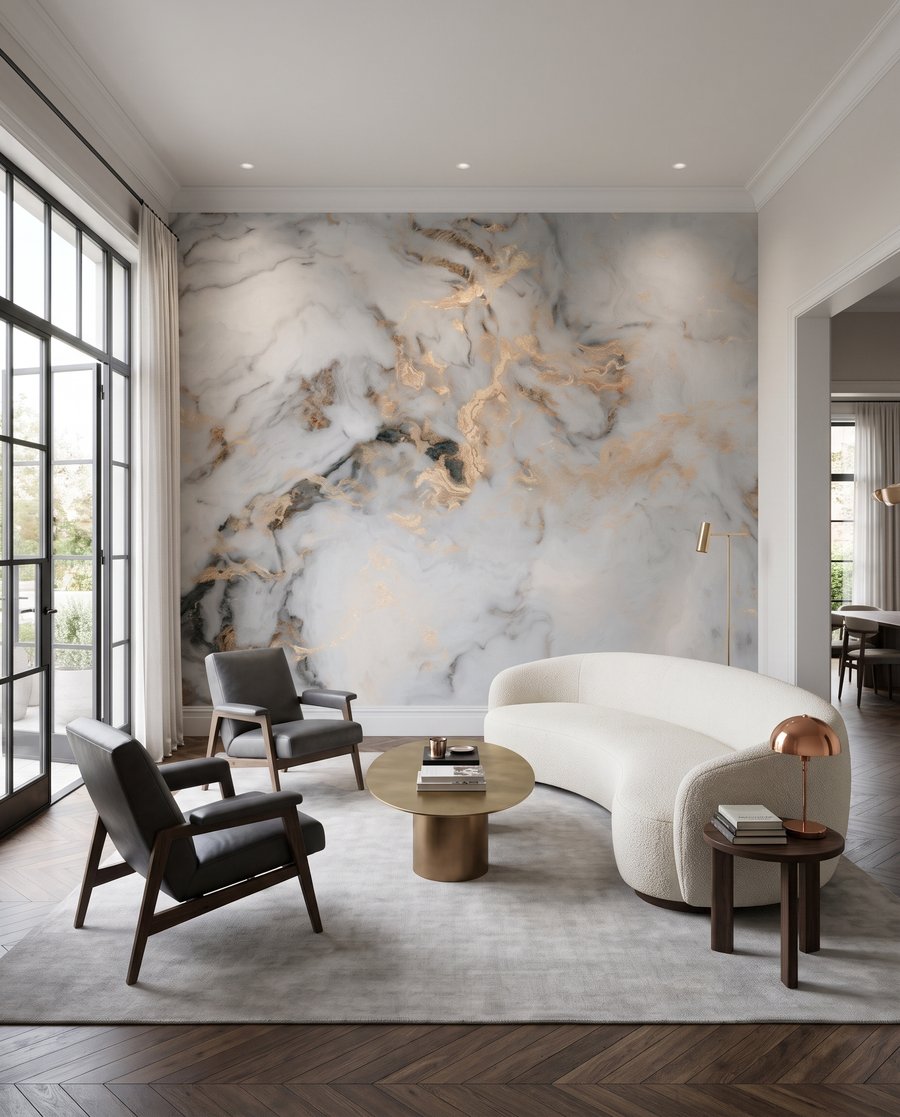 Marmer in beweging in een interieur