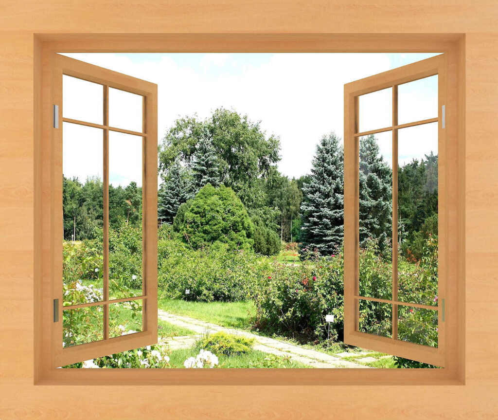 Raam op de zomertuin — volledig ontwerp