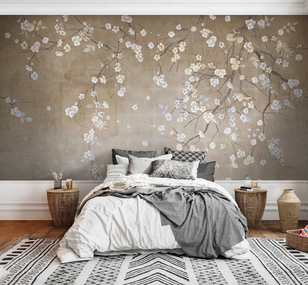 Witte bloesem dwarrelt neer — interieur 3
