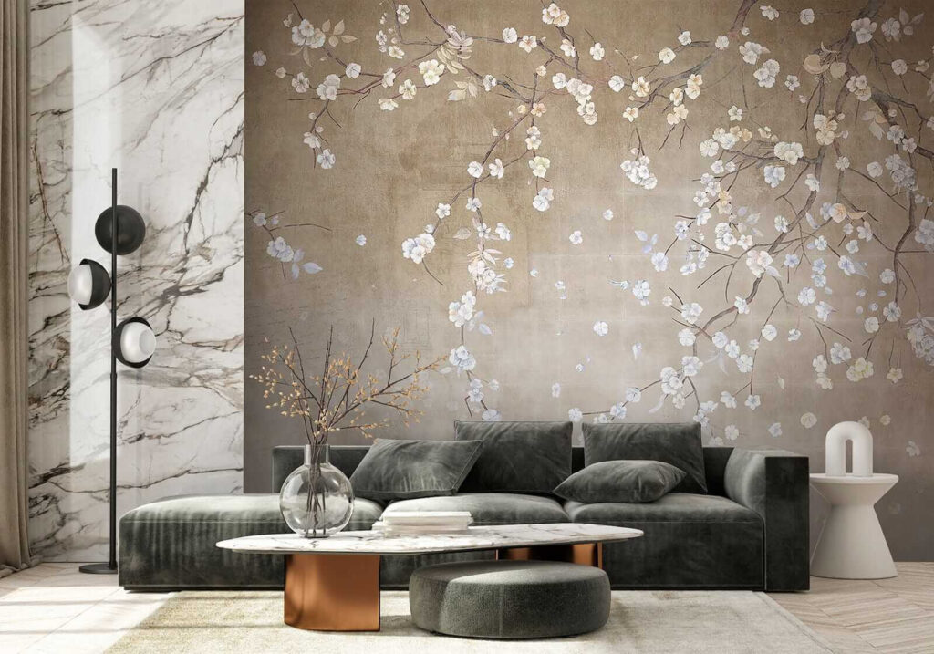 Witte bloesem dwarrelt neer — interieur 6