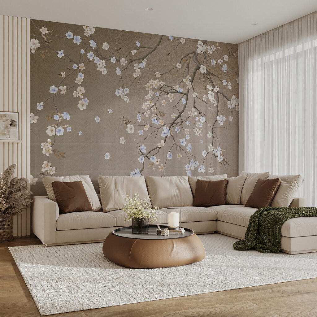 Witte bloesem dwarrelt neer — interieur 10