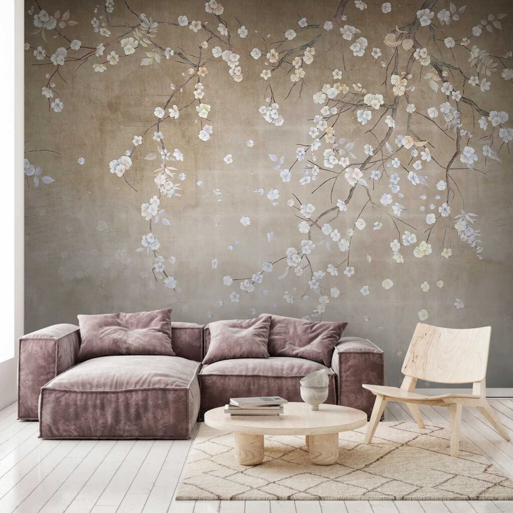 Witte bloesem dwarrelt neer — interieur 8