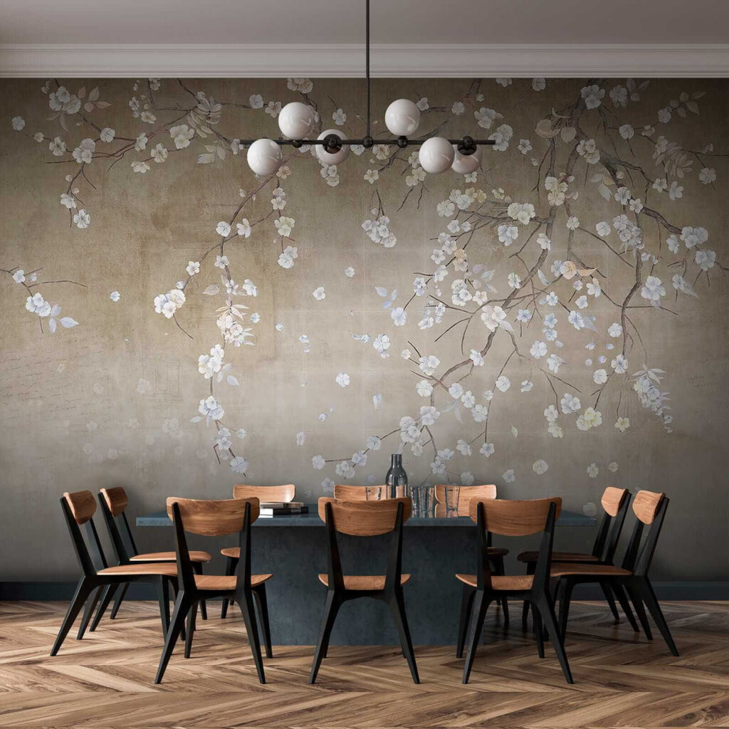 Witte bloesem dwarrelt neer — interieur 9