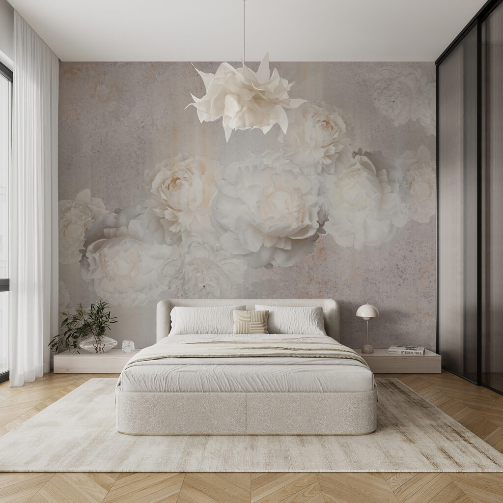 Bleke rozen op grijs — interieur 10