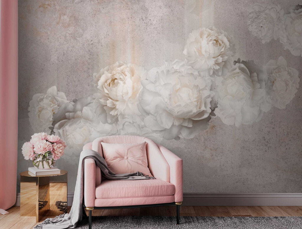 Bleke rozen op grijs — interieur 4