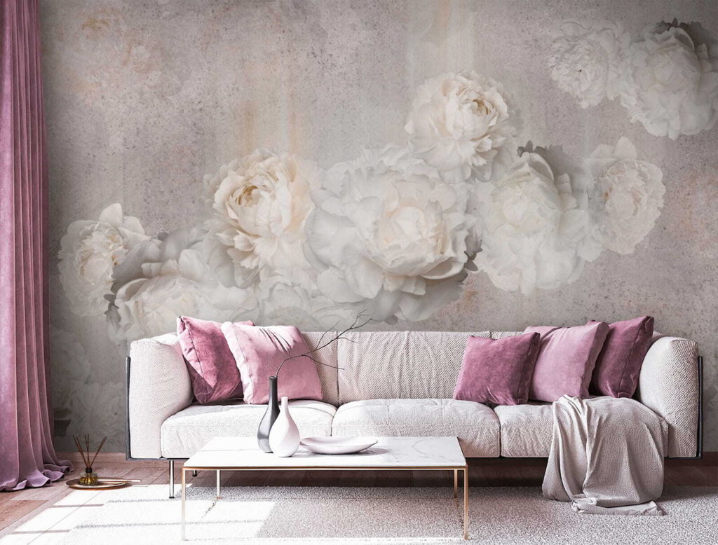 Bleke rozen op grijs — interieur 1