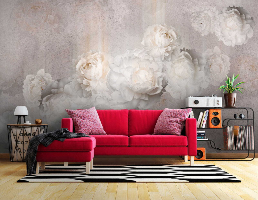 Bleke rozen op grijs — interieur 6