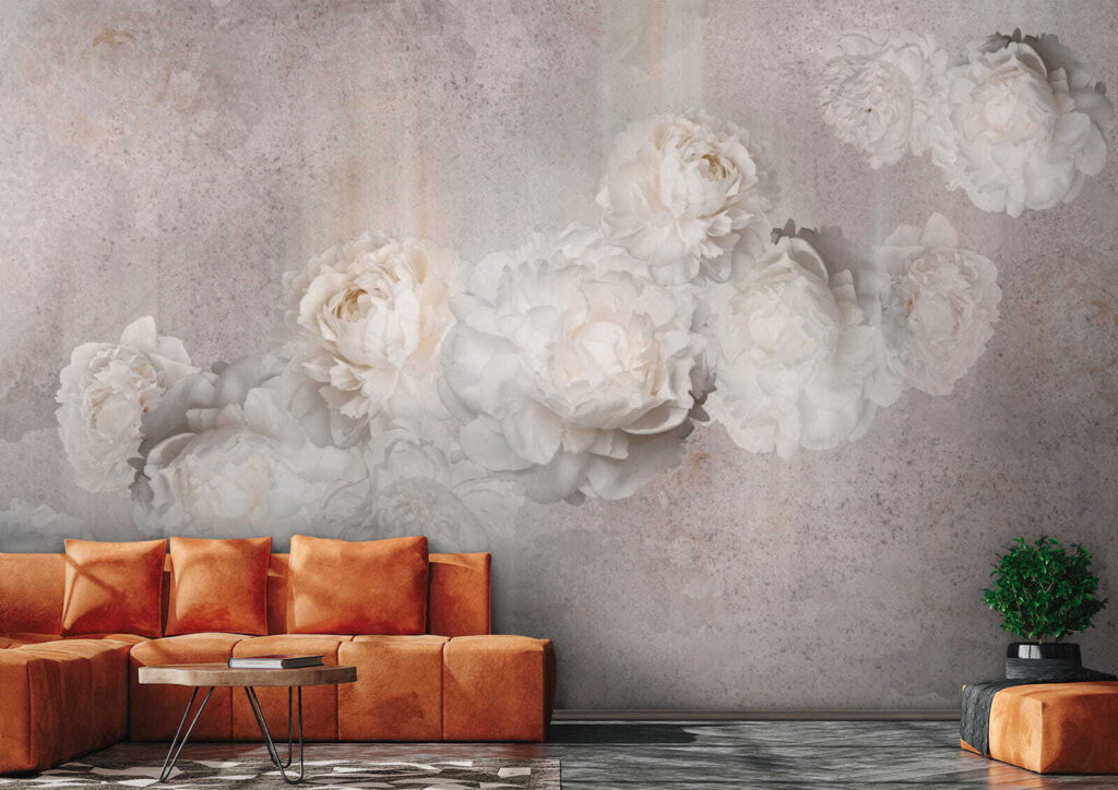 Bleke rozen op grijs — interieur 7