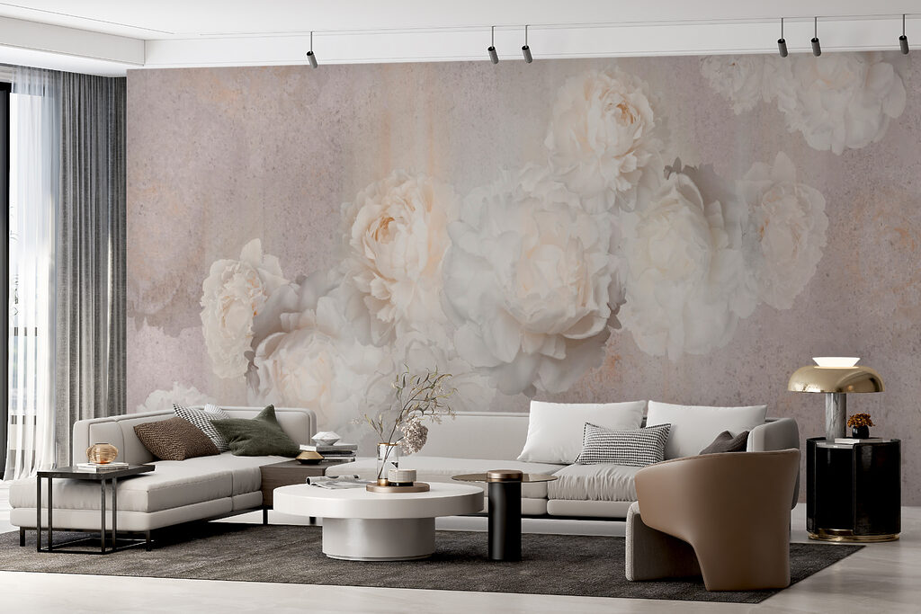 Bleke rozen op grijs — interieur 11