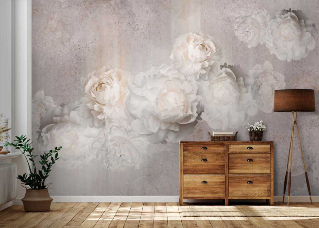 Bleke rozen op grijs — interieur 8