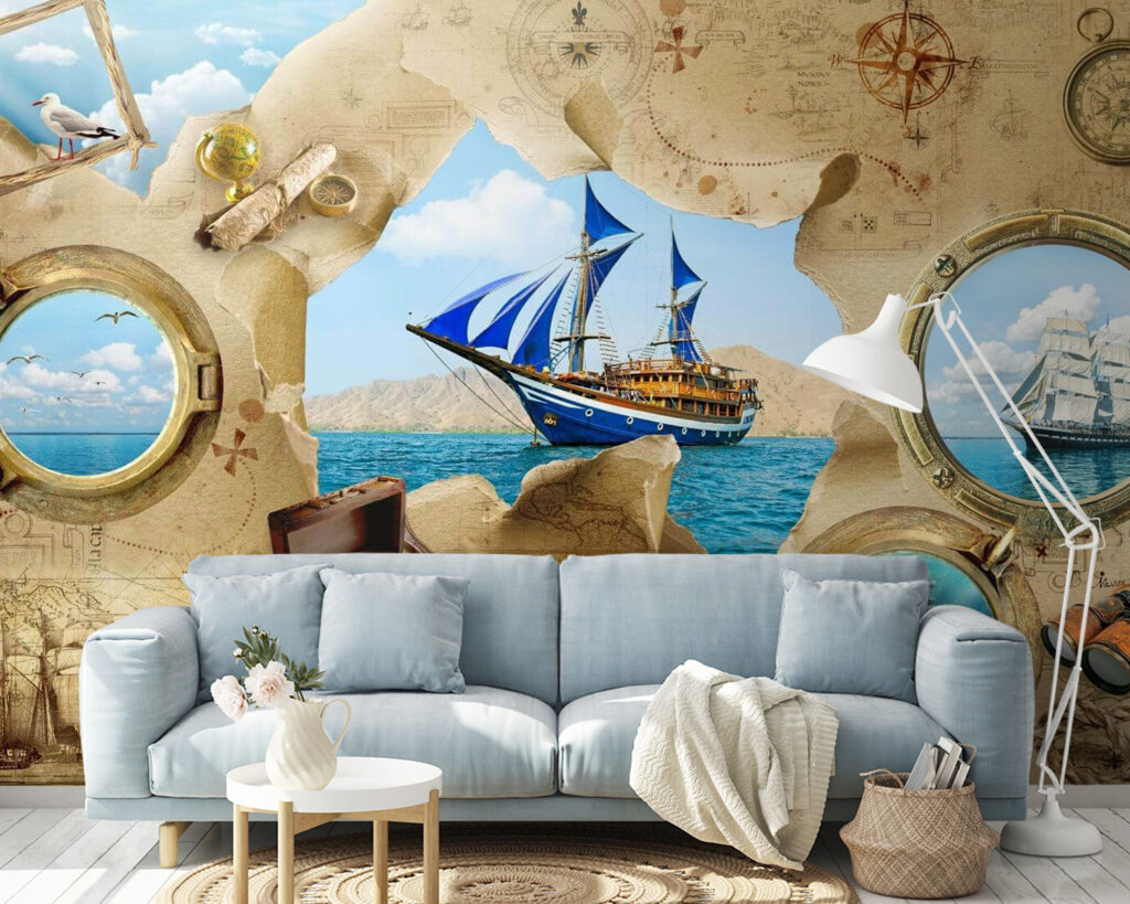 Scheepsreis tussen oude zeekaarten — interieur 1