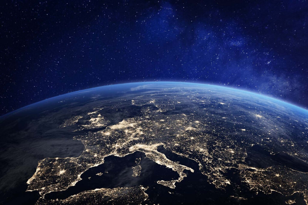 Europa in de nacht — volledig ontwerp