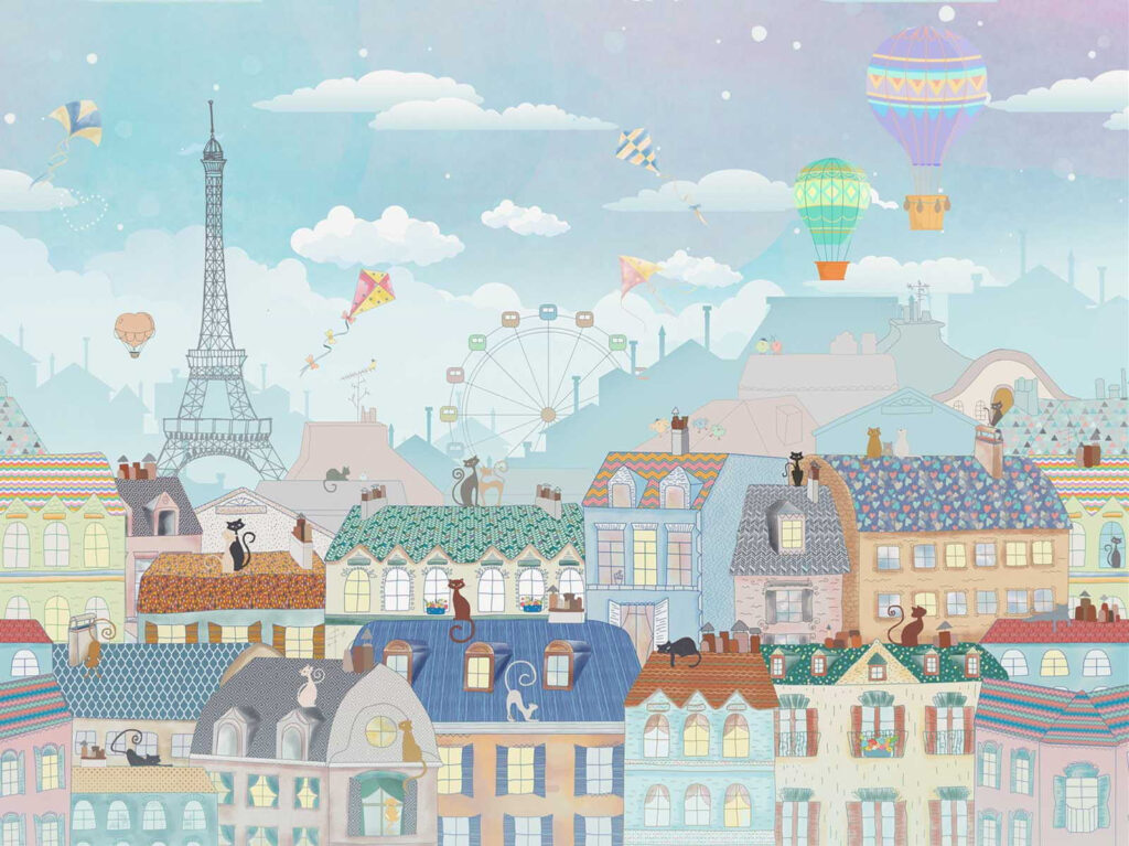 Parijs als kleine pastelstad — volledig ontwerp