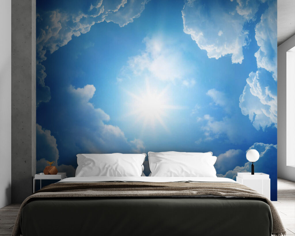 Een stralende, zonovergoten hemel en pluizige wolken — interieur 1
