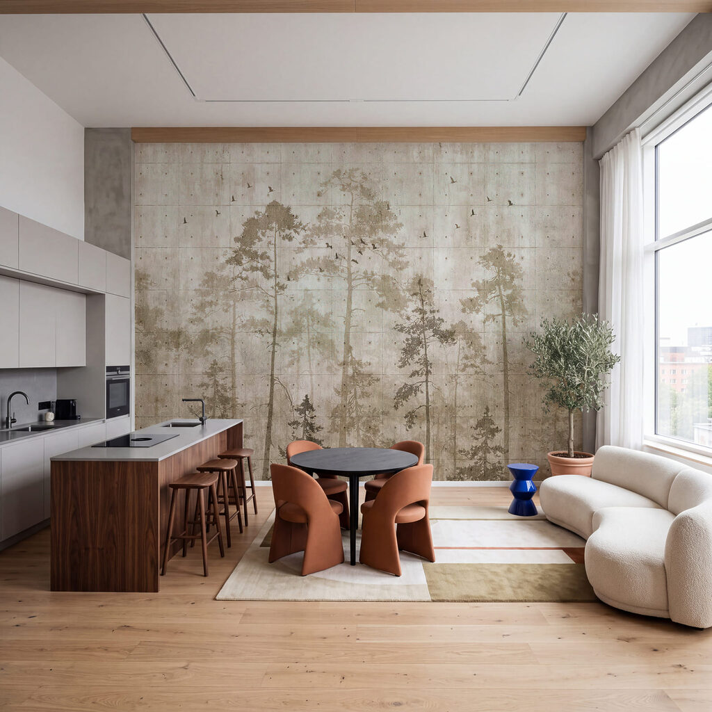 Stammen op verweerde verf — interieur 1