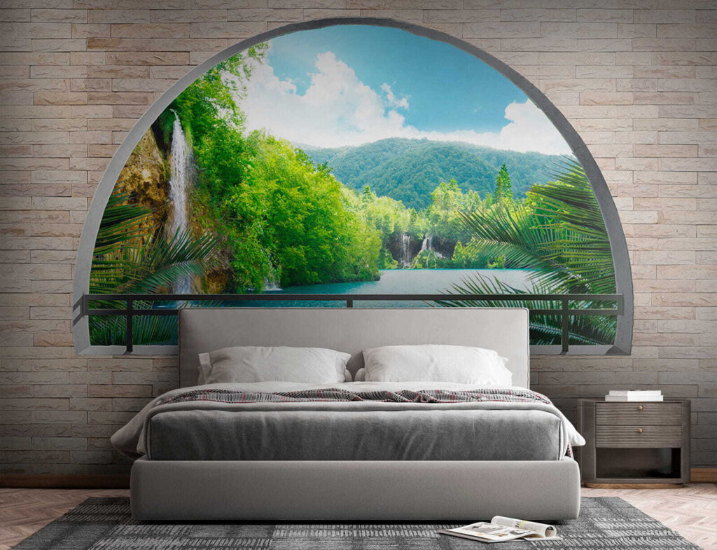 Rivier achter ronde muurboog — interieur 3