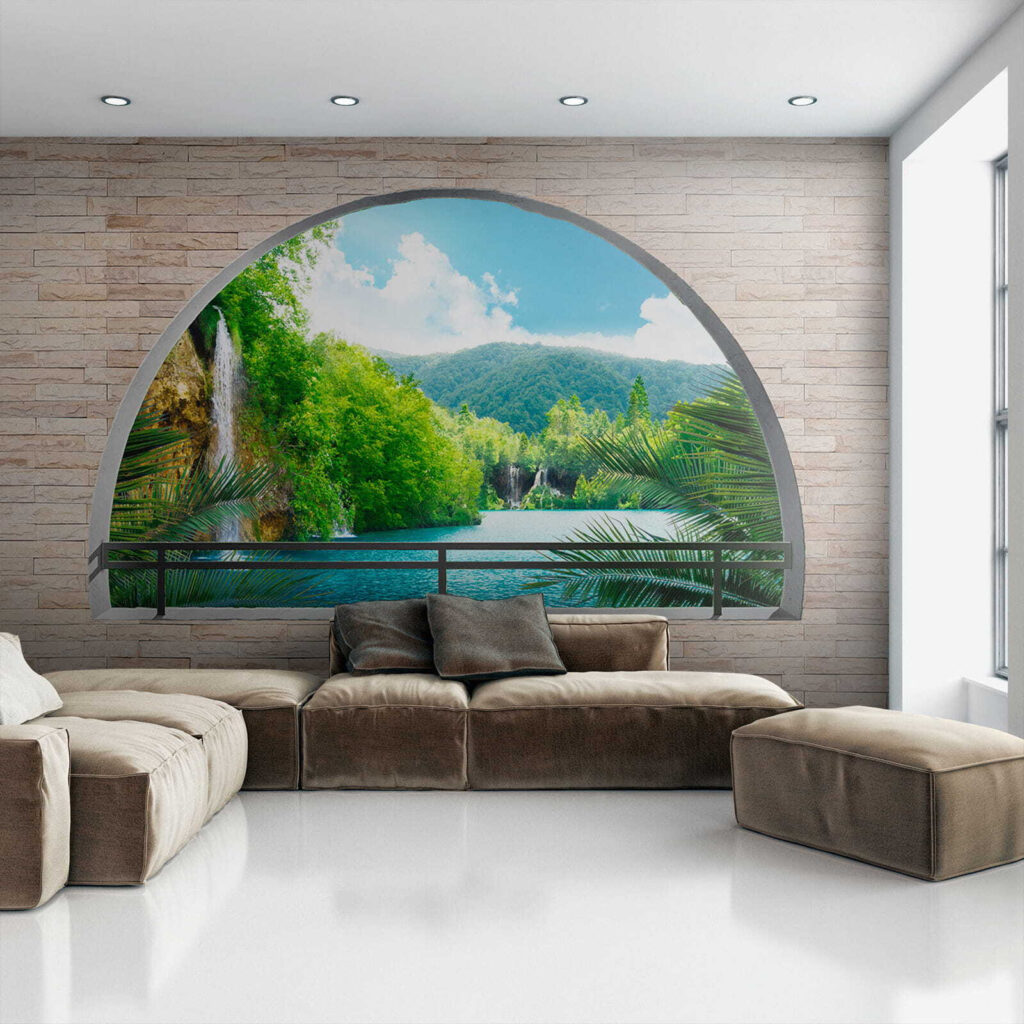 Rivier achter ronde muurboog — interieur 4