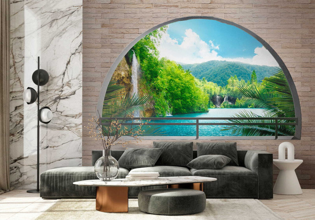 Rivier achter ronde muurboog — interieur 5