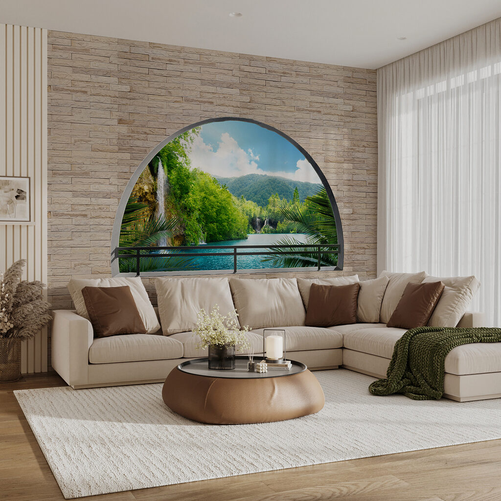 Rivier achter ronde muurboog — interieur 10