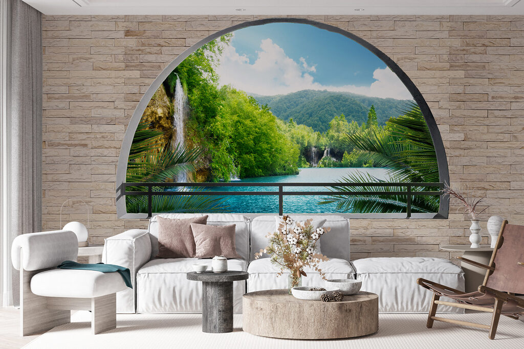 Rivier achter ronde muurboog — interieur 11