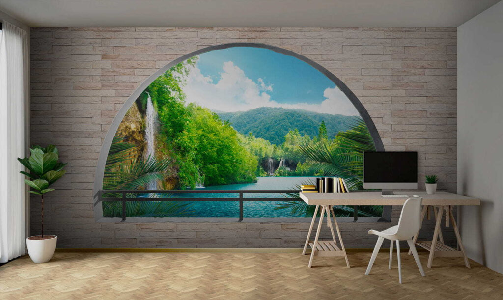 Rivier achter ronde muurboog — interieur 9