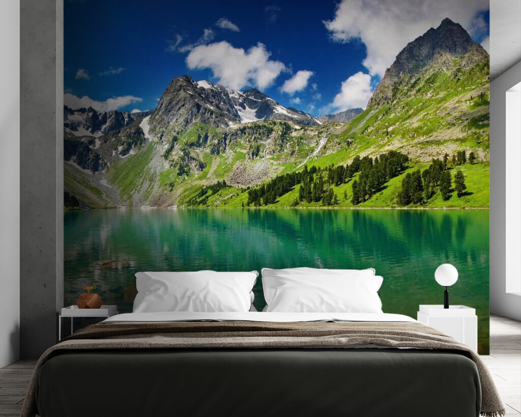 Berggroen weerspiegelt in turkoois — interieur 2
