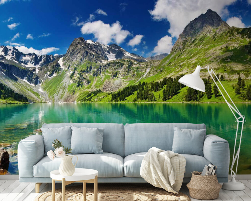 Berggroen weerspiegelt in turkoois — interieur 3