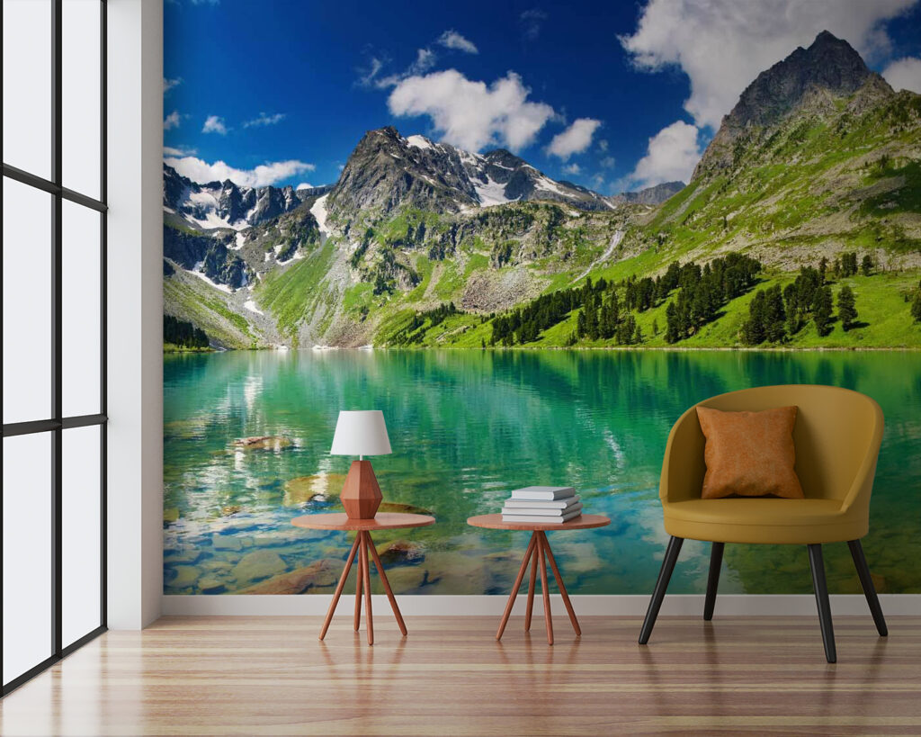 Berggroen weerspiegelt in turkoois — interieur 4