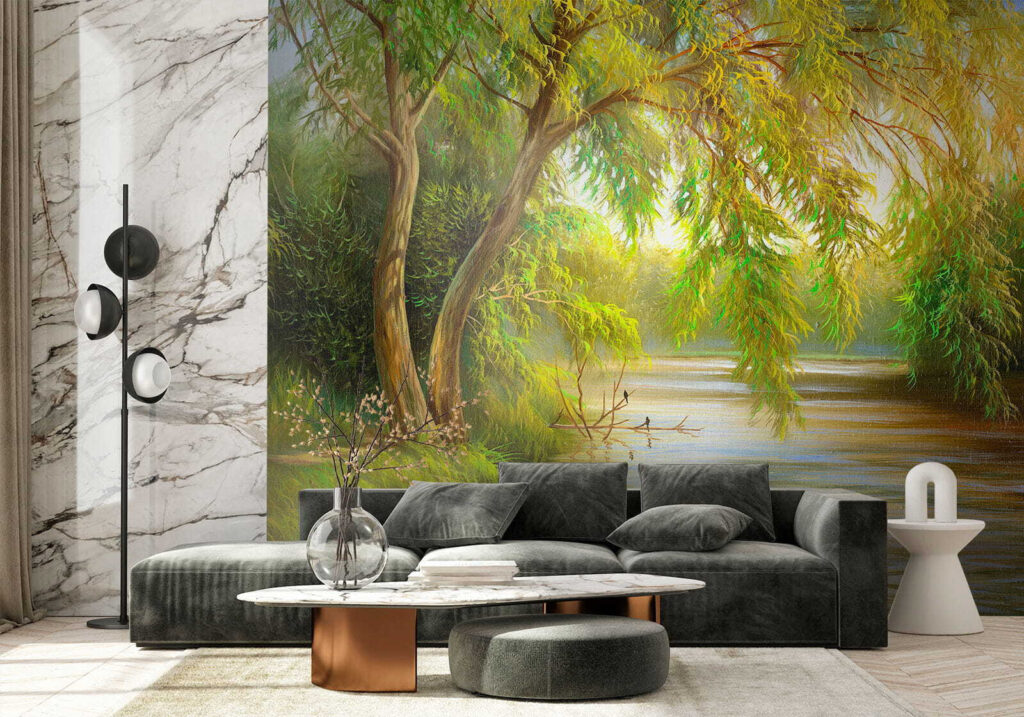 Wilgentakken boven warm rivierlicht — interieur 3