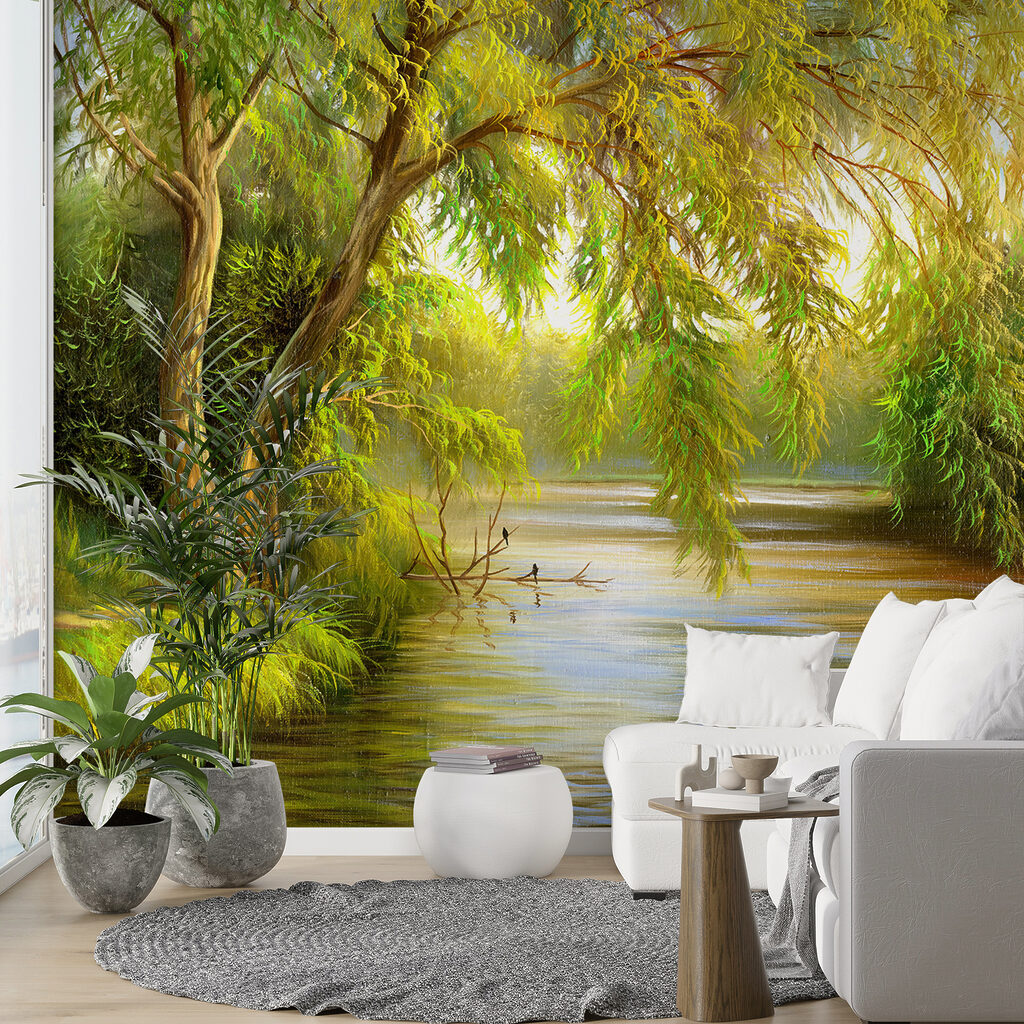 Wilgentakken boven warm rivierlicht — interieur 9