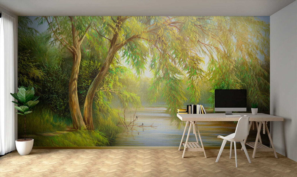 Wilgentakken boven warm rivierlicht — interieur 8