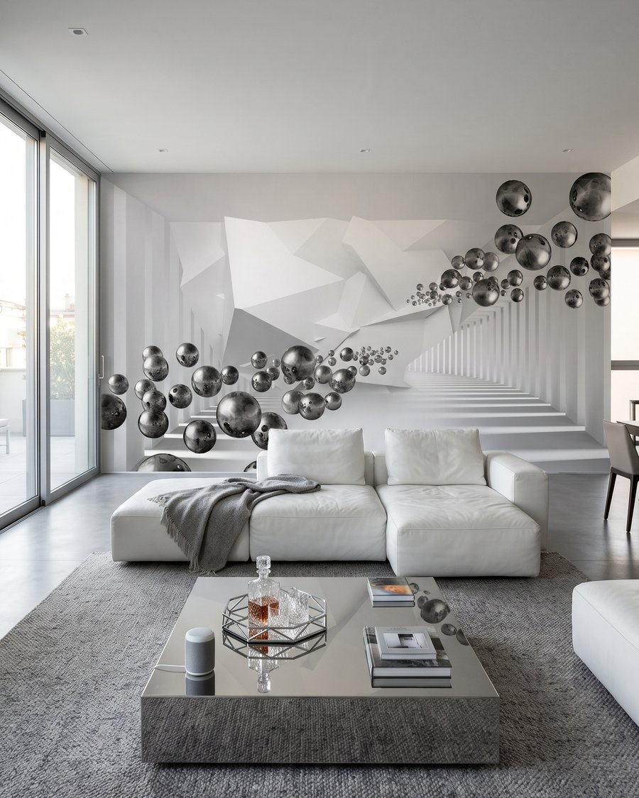 Bollen door witte diepte in een interieur